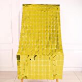 Metalize Gold PötiKare Desenli Arka Fon Süs 100x200 cm
