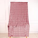 Metalize Pembe PötiKare Desenli Arka Fon Süs 100x200 cm