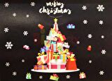 Yılbaşı Noel Sticker Renkli  Hediye Ağacı Süslü 70x50 cm