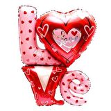 Kalpli Love Yazılı Folyo Balon Sevgililer Günü Balonu