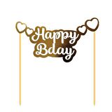 Pasta Üstü Happy Bırthday Yaldızlı Gold