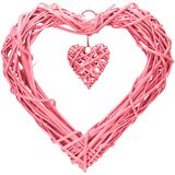 Hasır Kalp Süs Ortası Boş Pembe 35 cm