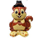 Ayaklı Şapkalı Sincap Folyo Balon 63,5x39 cm