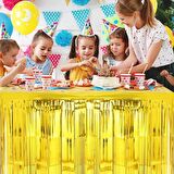 Metalize Hologramlı Gold Masa Püskülü 300x75 cm
