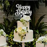 Pasta Üstü Happy Bırthday Krom Gümüş