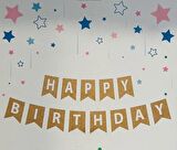Happy Bırthday Yazı Kraft / Beyaz Banner