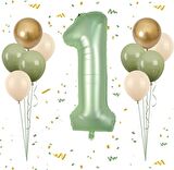 Retro Adaçayı Yeşil Rakam Folyo Balon Seti