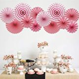 Kağıt Yelpaze Süs Pembe Set 6 lı