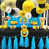 Kağıt Yelpaze Süs Sarı Set 6 lı