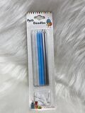 3 Renk Mavi İnce Mum 14 cm 6 lı