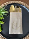 Gold Yaldızlı Kraft Better Together Cepli Peçete 12 Adet 40x40