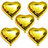 10 İnç Mini Kalp Folyo Balon Gold 5 Adet
