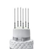 Kalem Model Gümüş Mum 15 cm 6 lı