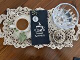 Gümüş Yaldızlı Siyah Çiçekli Mühürlü Damat Kahvesi Garson Peçete 1 Adet