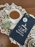 Gümüş Yaldızlı Siyah Çiçekli Mühürlü Damat Kahvesi Garson Peçete 1 Adet