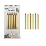 Gold İnce Mum 8 cm 6 lı