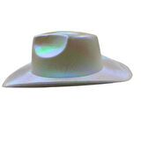 Beyaz Neon Hologramlı Kovboy Şapka 32x39x14 cm