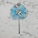 Pasta Üstü Çubuklu Tüllü Yıldız Süs Mavi 23 cm