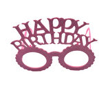 Plastik Happy Bırthday Simli Taç Gözlük Pembe 2 li Set