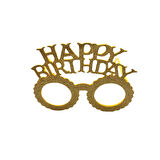 Plastik Happy Bırthday Simli Taç Gözlük Gold 2 li Set
