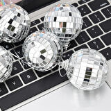 Disco Topu Aynalı Gümüş 4 cm 6 lı