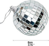 Disco Topu Aynalı Gümüş 8 cm 3 lü