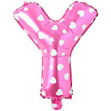 Y Harf Pembe Folyo Balon 16 inç 36 cm