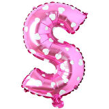 S Harf Pembe Folyo Balon 16 inç 36 cm