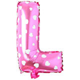 L Harf Pembe Folyo Balon 16 inç 36 cm