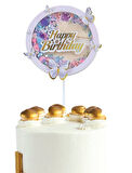 Pasta Üstü Dekoratif Çubuklu Happy Bırthday Kelebekli