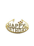 Metal Taşlı Lüks Happy Bırthday Tokalı Taç Gold