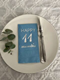 Gümüş Yaldızlı Mavi Happy 11 Yaş Months Garson Katlama Peçete 16 Adet