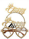 Mika Birthday Queen Taç Gözlük Set Gold