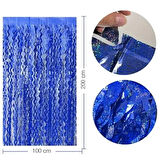 Metalize Dalgalı Hologramlı Lacivert Arka Fon Süs 100x200 cm