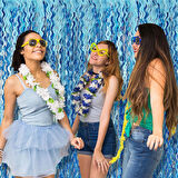 Metalize Dalgalı Hologramlı Açık Mavi Arka Fon Süs 100x200 cm