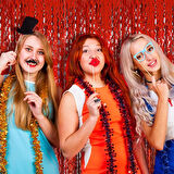 Metalize Dalgalı Hologramlı Kırmızı Arka Fon Süs 100x200 cm