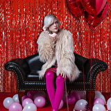 Metalize Dalgalı Hologramlı Kırmızı Arka Fon Süs 100x200 cm