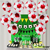 Kırmızı Beyaz Baskılı Futbol Topu Folyo Balon 18 inç