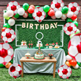 Kırmızı Beyaz Baskılı Futbol Topu Folyo Balon 18 inç