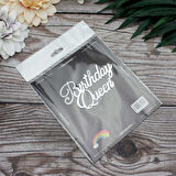 Pasta Önü Pleksi Birthday Queen Yazı Gümüş 10x6 cm