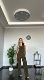 PANTALON YELEKLİ TAKIM İTHAL DABIL KUMAŞ Kadın Düğmeli Yelek Palazzo Geniş Paça Pantolon Ikili Takım
