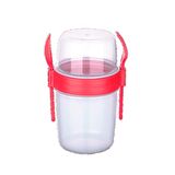 1100 ml Çift Hazneli Çatal Kaşıklı Müsli Yulaf Diyet Atıştırmalık Yemek Taşıma Saklama Kabı