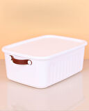 1 Adet 10 Litre Kulplu Saklama Kabı, Çok Amaçlı Düzenleyici Kapaklı Kutu, Dekoratif Saklama Kutusu, 35x25x15cm
