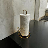 Kalp Detaylı Gold Metal Kağıt Havluluk - Tezgah Üstü - Mutfak/Banyo
