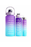 Motivasyonel 3 Lü Set Su Matarası 2 Lt 900 ml 600 ml Tritan Spor Salonu Suluk