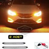 Selamlamalı Kayar Sinyalli Araba Gündüz Farı Esnek Gündüz Ledi DRL Led Lamba Güçlü Işık Açılış Animasyonlu 12V Su Geçirmez Sarı Beyaz 2 Adet 23.5 cm