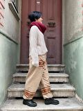 Unisex Çizgili Nepal Pantolon, Yün Pantolon, Kamp Pantolonu, Çizgili Pantolon