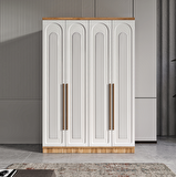 Ücretsiz Montaj - 100% MDF Flora 4 Kapaklı Beyaz Gardırop - MDF Dolap - Elbise Dolabı