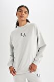 DeFactoFit NBA Los Angeles Lakers Oversize Geniş Kalıp Bisiklet Yaka Sweatshirt C8103AX24AUGR519