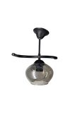 Fuji Siyah Tekli Füme Yatsı Camlı Avize | Kaliteli Modern Metal Avize